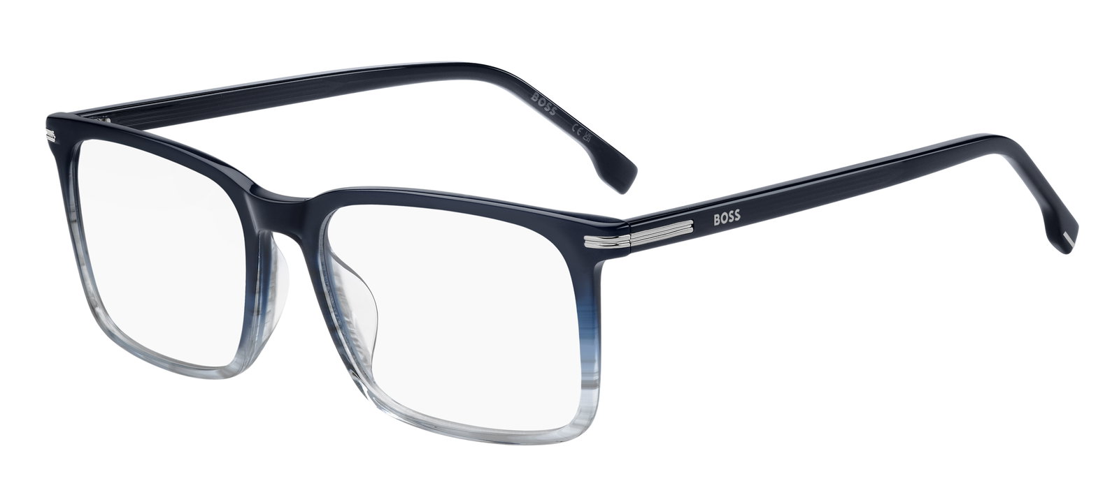 BOSS 1753/G 0MX – Rechteckige breite blaue Kunststoffbrille